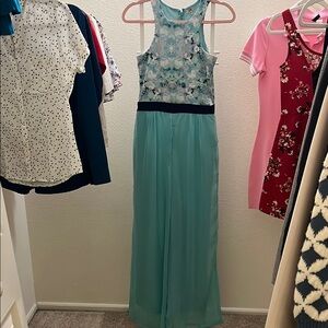 Elegant Floral Sleeveless Jumpsuit in Teal